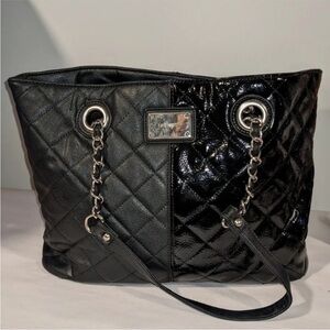 Nine West Black Quilted Tote Bag